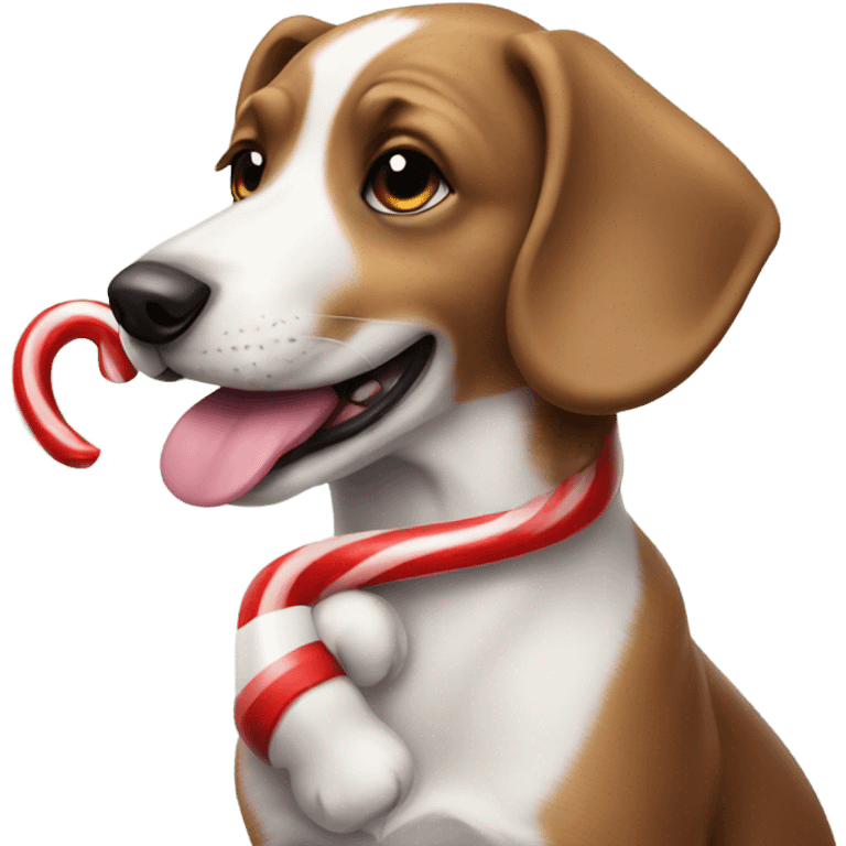 Dog with a candy cane emoji