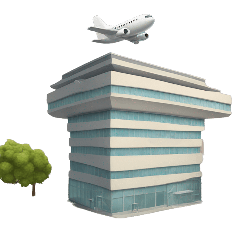 Building with a plane emoji