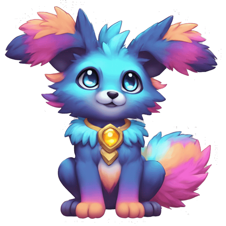 Anthro Fluffy Cool Cute Magical Elemental Shiny Colorful Neon Vibrant Colors Sparkle Kemono-style Chibi Fantasy-Animal-Fakémon-Pokémon-Hybrid Fur Sona Aesthetic Full Body emoji