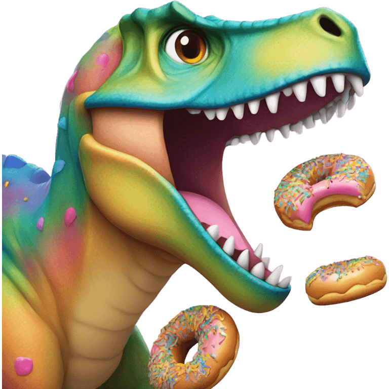 Dinosaur eating a doughnut emoji