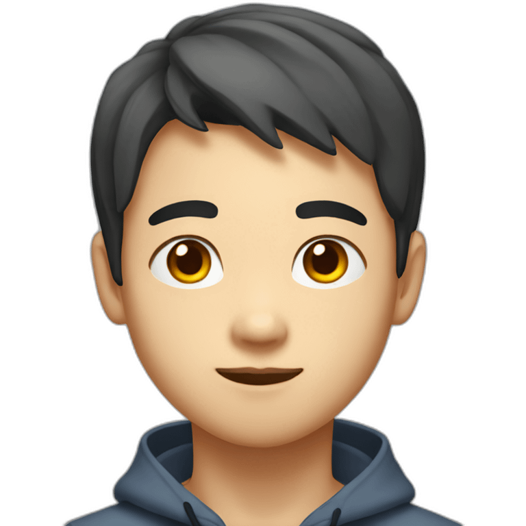 Young Asian male, square face, small eyes emoji