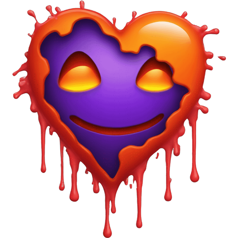 bleeding red heart glowing red-orange with splatter emoji