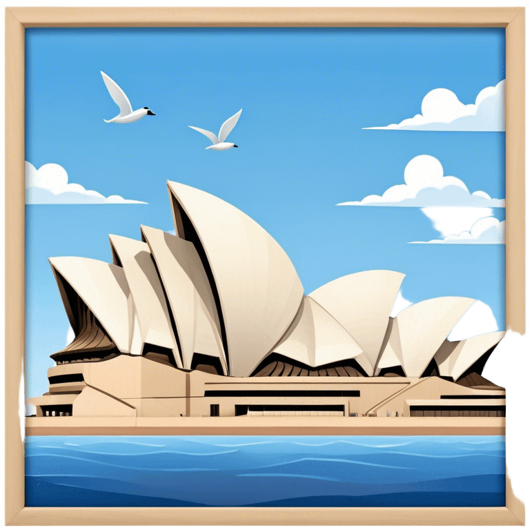 Cinematic Realistic Sydney Opera House Landmark Emoji, depicted with its iconic sail‚Äêlike design set against a clear blue sky, rendered with crisp architectural detail and dynamic lighting. emoji