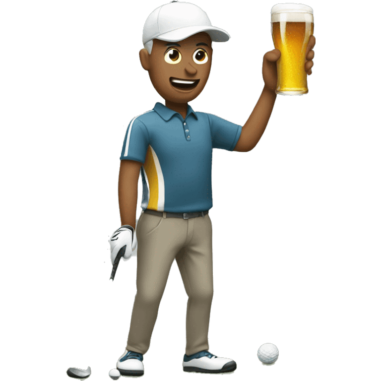 Golfing with a beer emoji