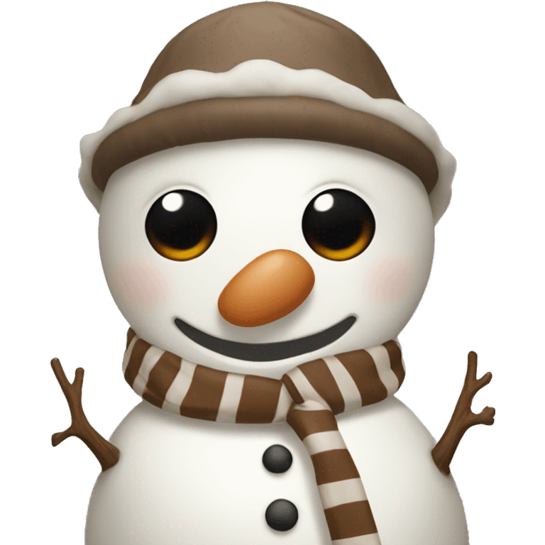 Brown and white asthetic snowman emoji