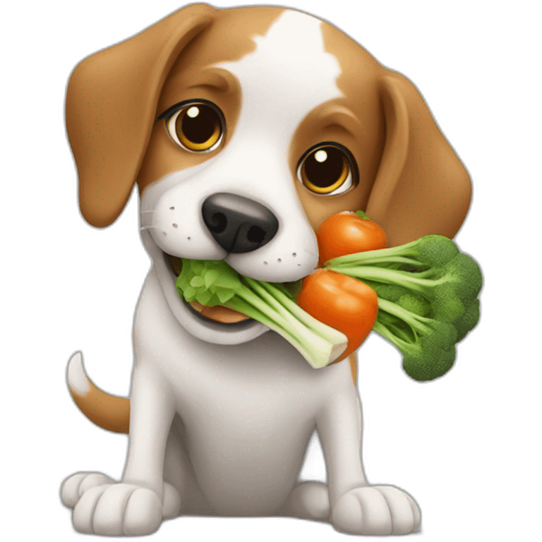 Dog eating vegetables emoji