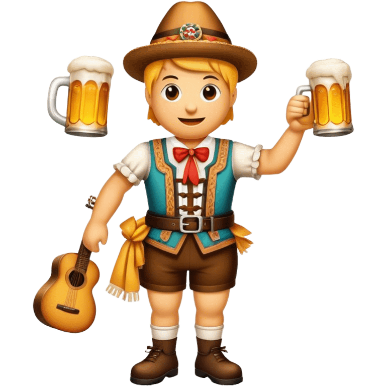 Cinematic Realistic Oktoberfest Pop Culture Emoji, depicting a vibrant celebration with beer, music, and traditional costumes rendered with dynamic textures and festive lighting. emoji