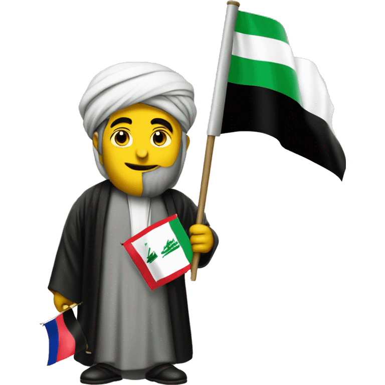 Imam Ali holds the Iraqi flag  emoji