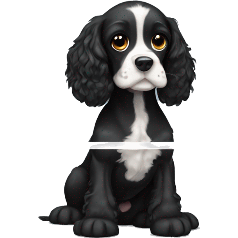 black cocker spaniel. white stripe down tummy emoji