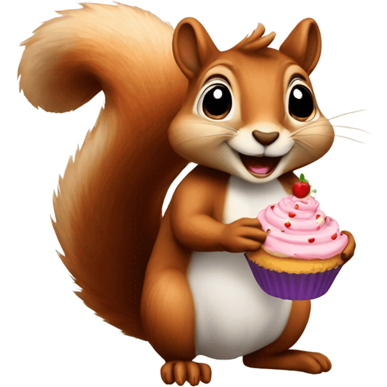 squirrel holding a cupcake emoji