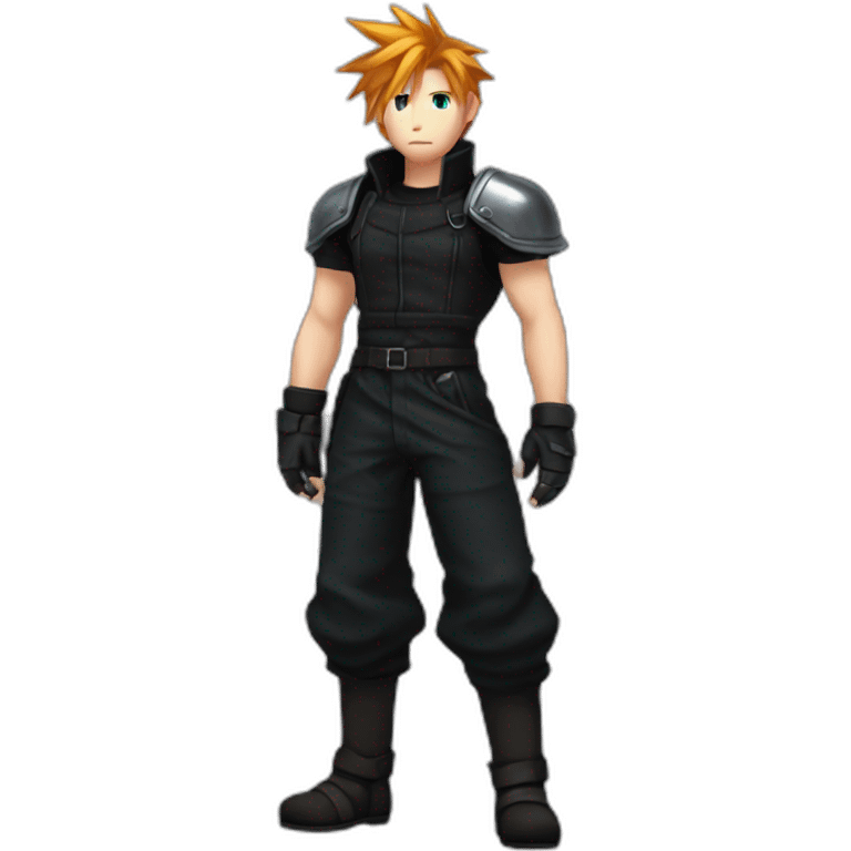 Cloud strife ginger hair. Black clothes full body  emoji