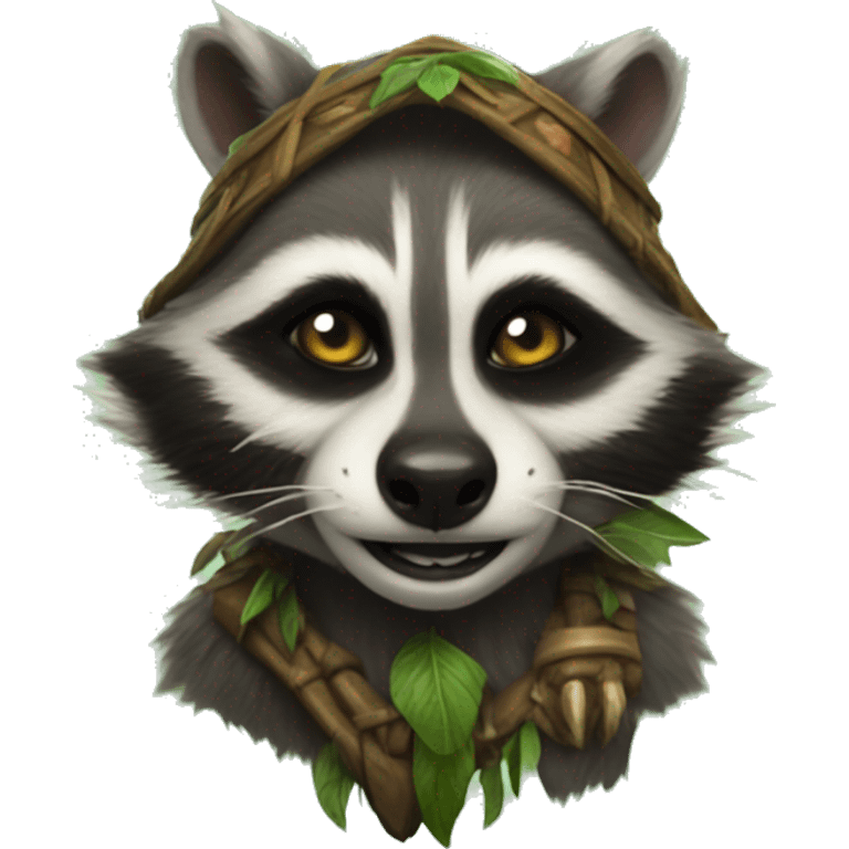 Raccoon as World of Warcraft druid  emoji