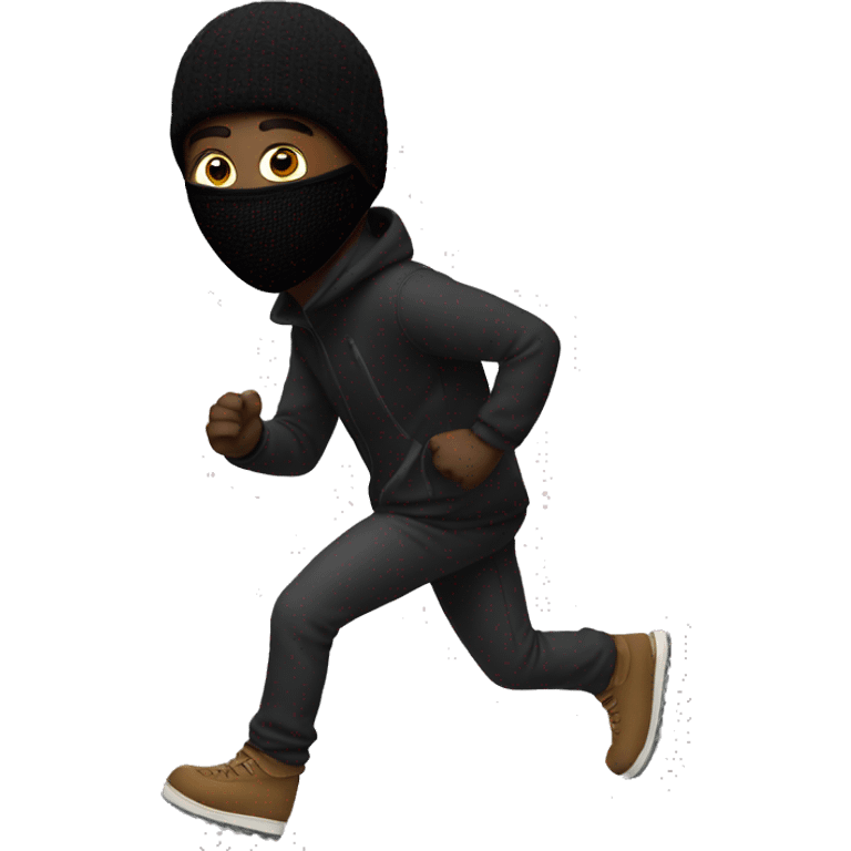 Dark boy with ski mask running emoji