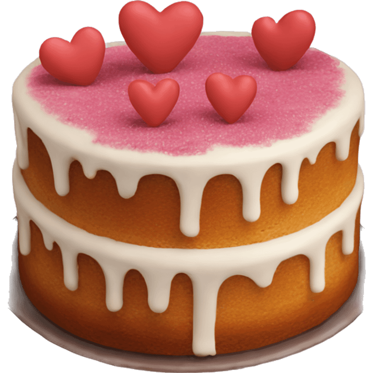 Naked cake with two hearts on top emoji