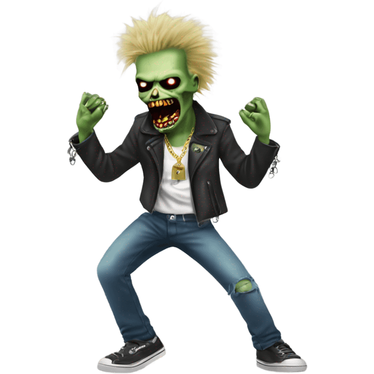 sid vicious zombie wearing a padlock necklace dancing emoji