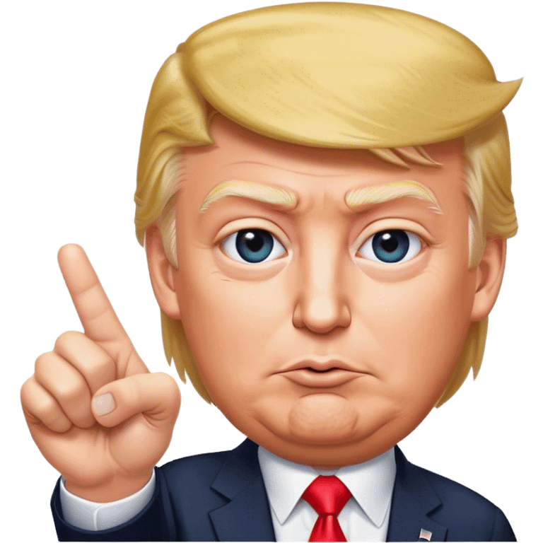 Super realistic Donald Trump pointing index finger up, realistic face emoji