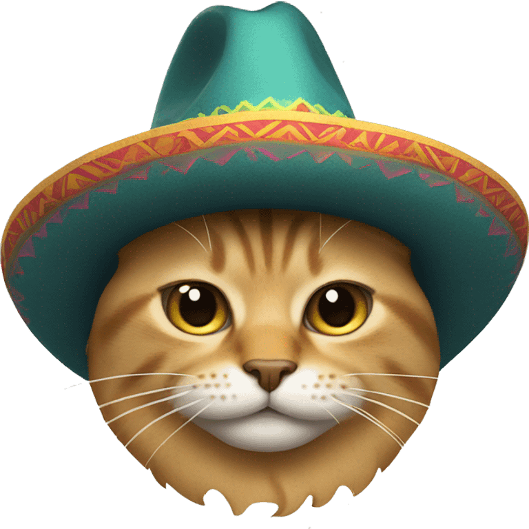 Cat wearing a sombrero hat with a mustache  emoji