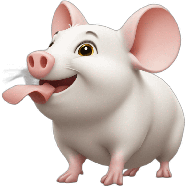 Une souris sur un cochon emoji