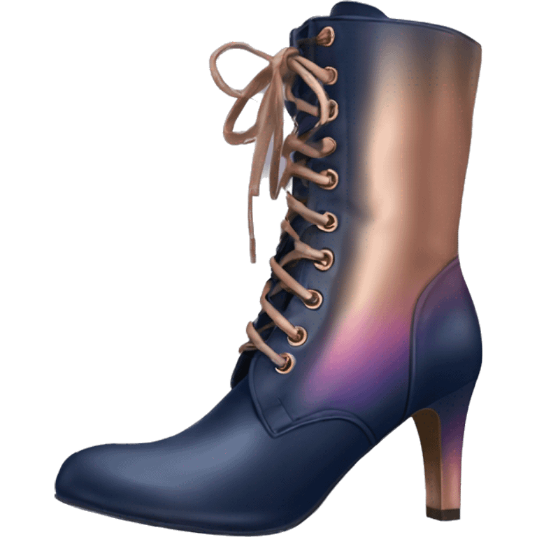 Realistic pair of navy,bronze,and rose gold ombre boot high heel shoes. emoji