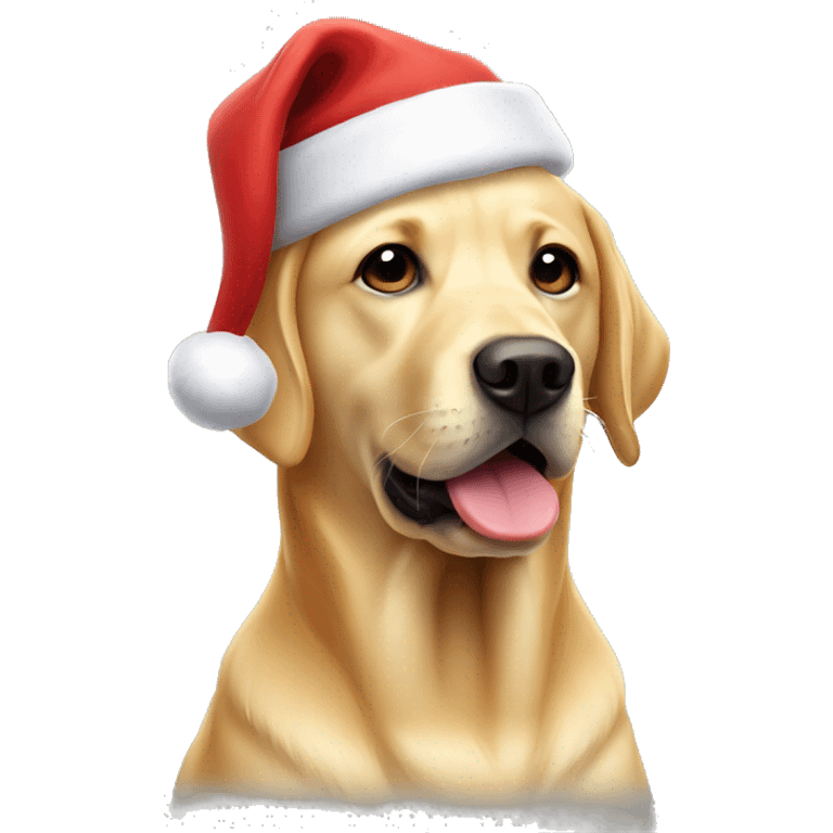 Golden Labrador with a Santa hat on emoji