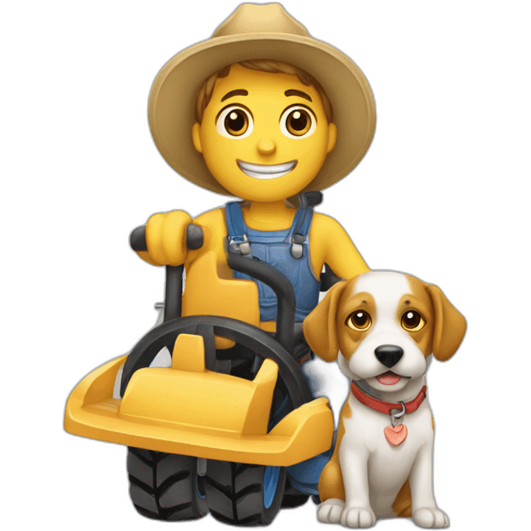 Tracteur avec un chien emoji