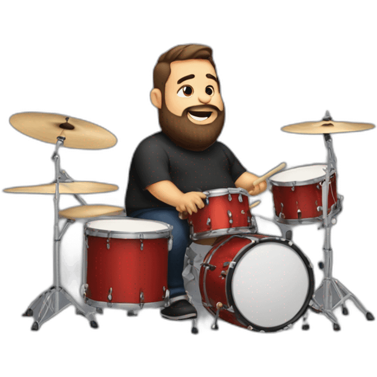 Fat boy Beard playing drums emoji