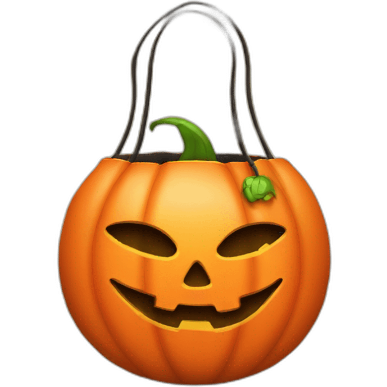 Orange Trick or treat bag with jack-o’-lantern face emoji