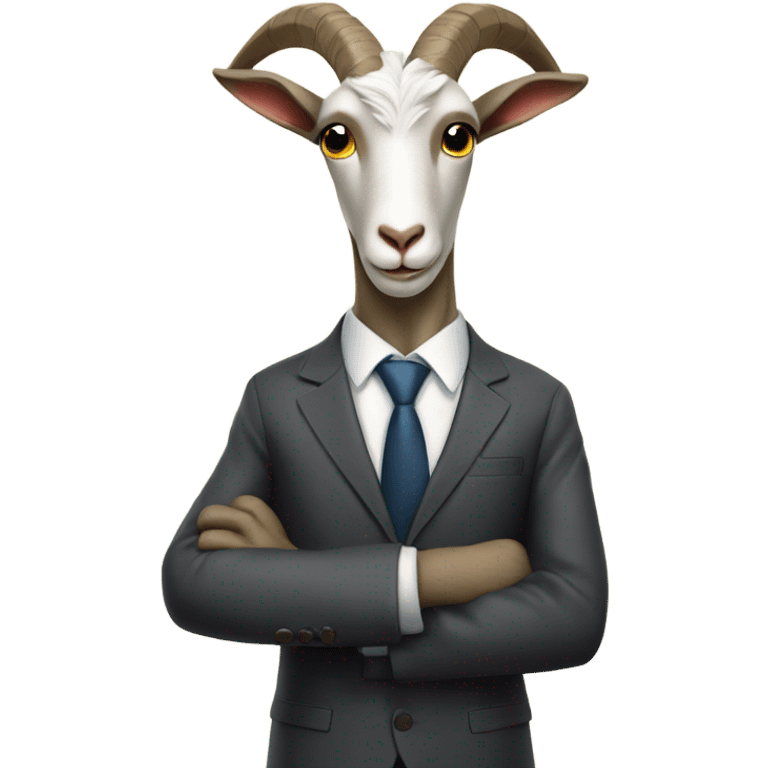 goat wearing suit and tie and teaching emoji