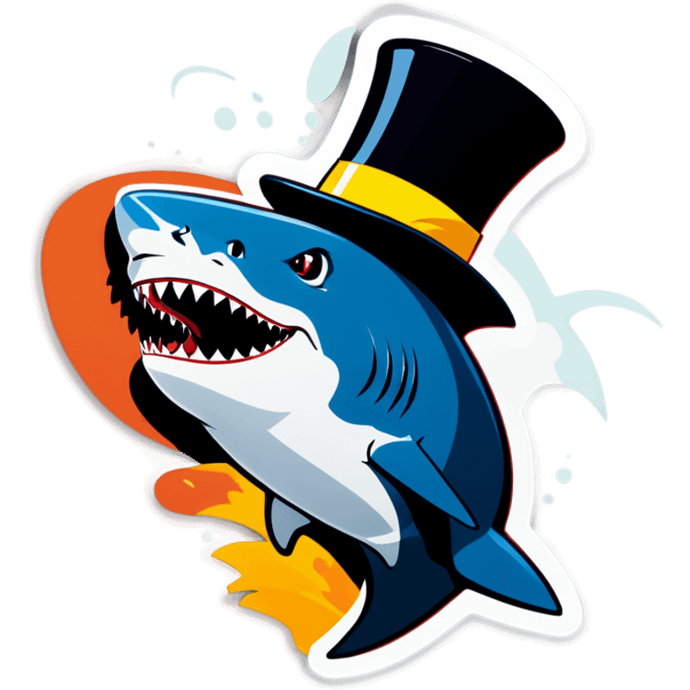 Shark with a top hat emoji