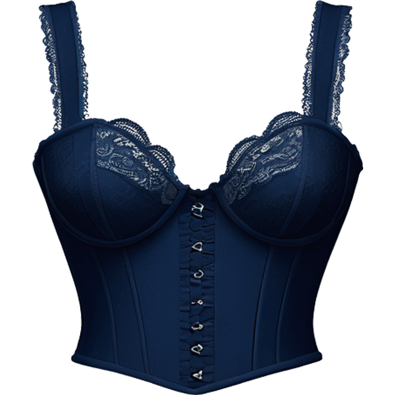 Realistic isolated side view of a navy blue lace bustier.  emoji