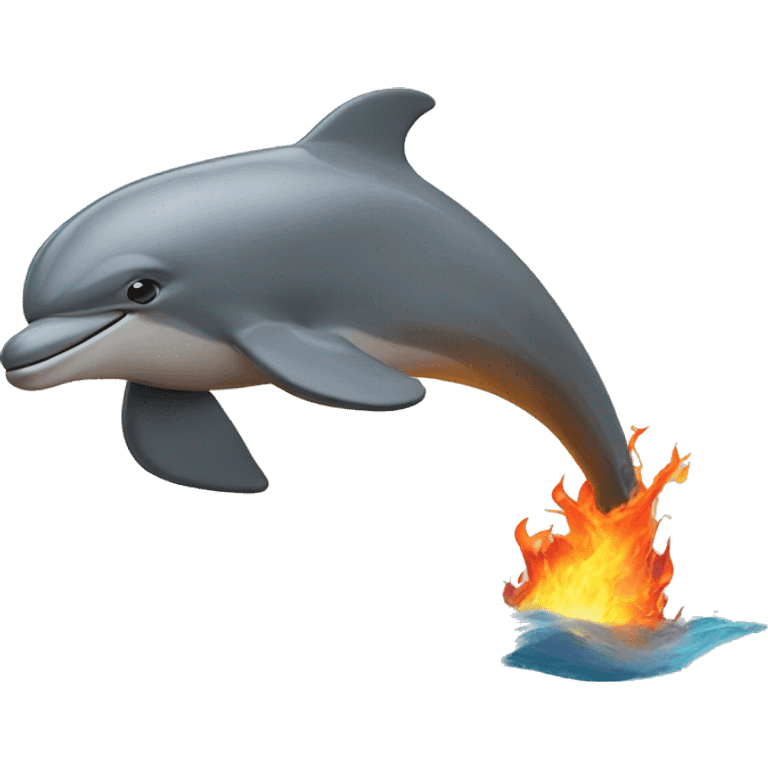 Dolphin on fire river emoji