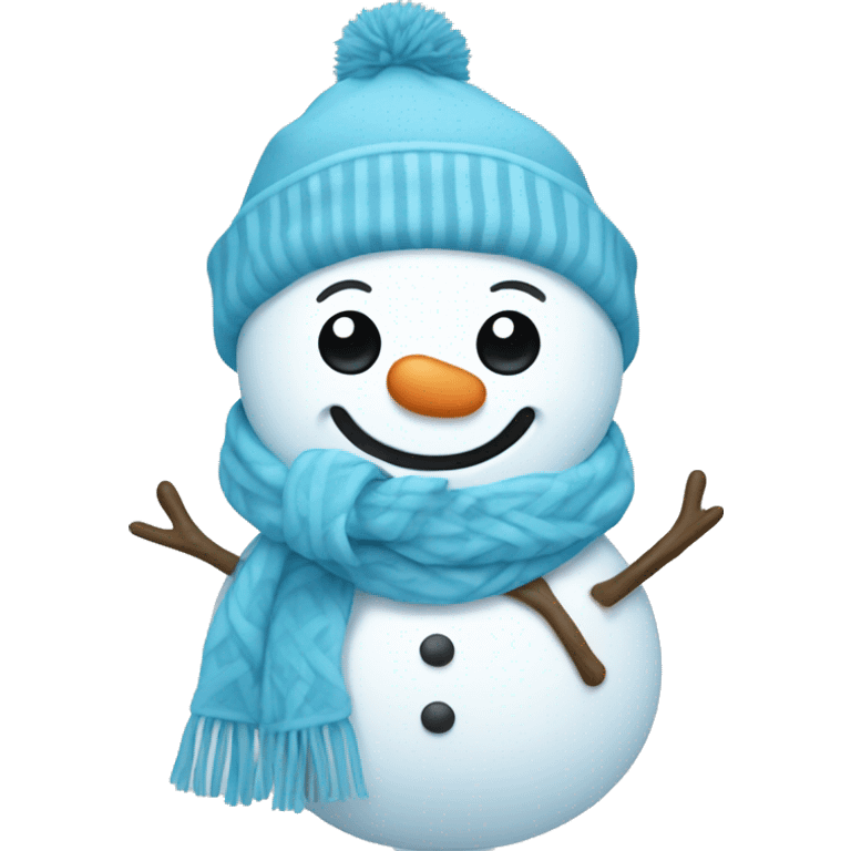 snowman with a baby blue beanie and scarf emoji