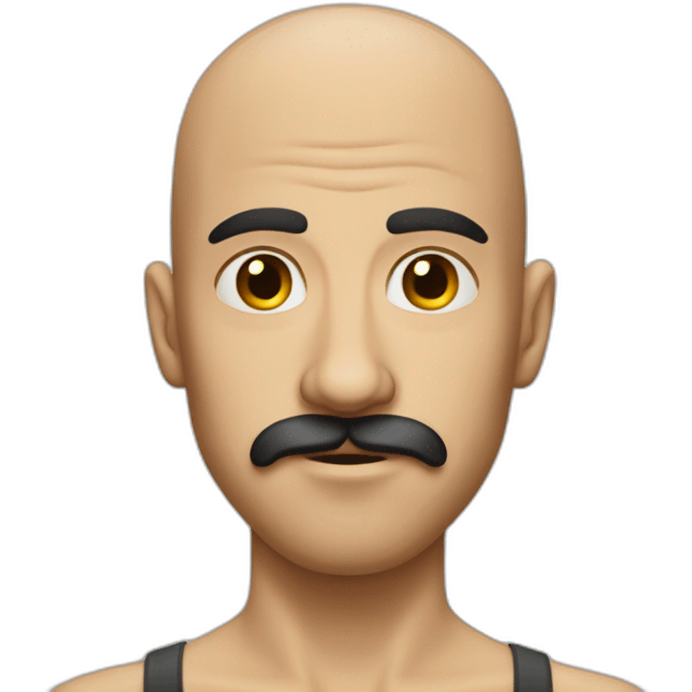 bulgarian skinny guy with mustache and shaved head who looks crazy emoji