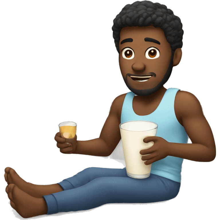 man drink milk in bed emoji