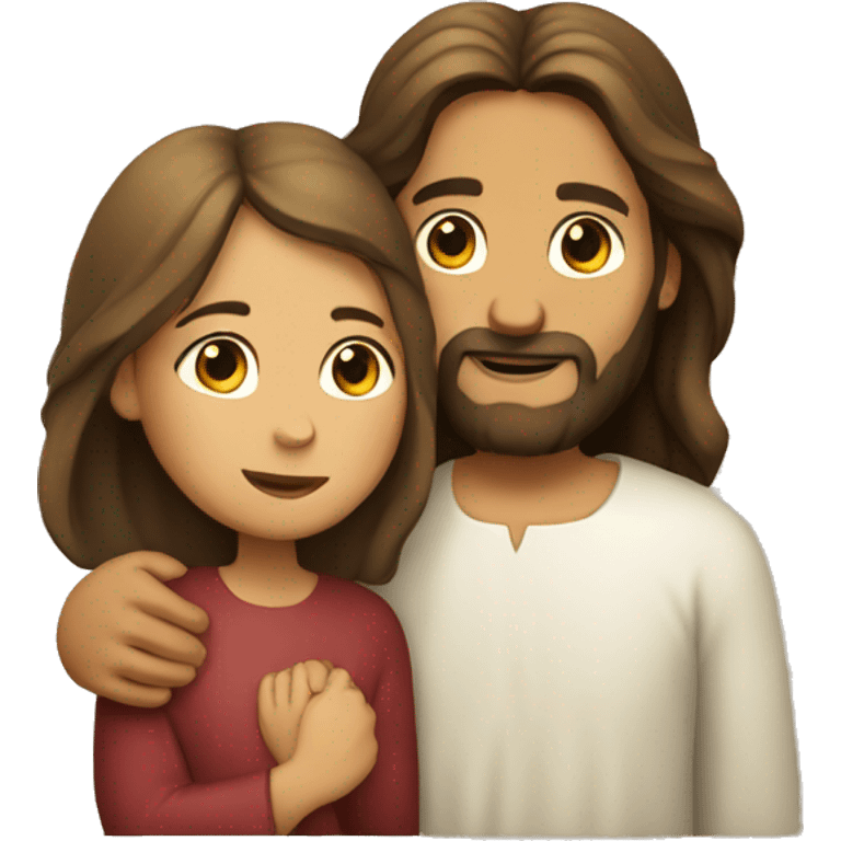 Jesus embracing a young woman emoji