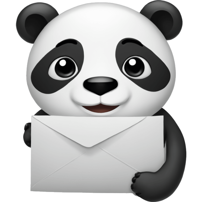 Panda smiling and holding notification letter emoji