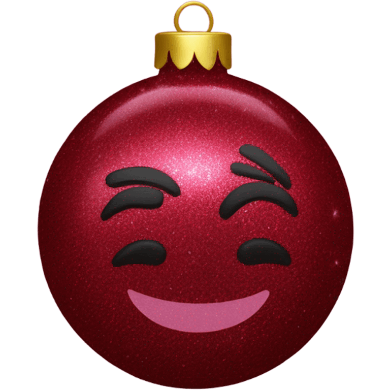 Burgundy red glitter chirstmas ornament  emoji