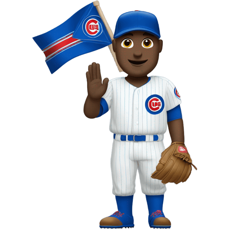 White Chicago cub player waving a W flag  emoji