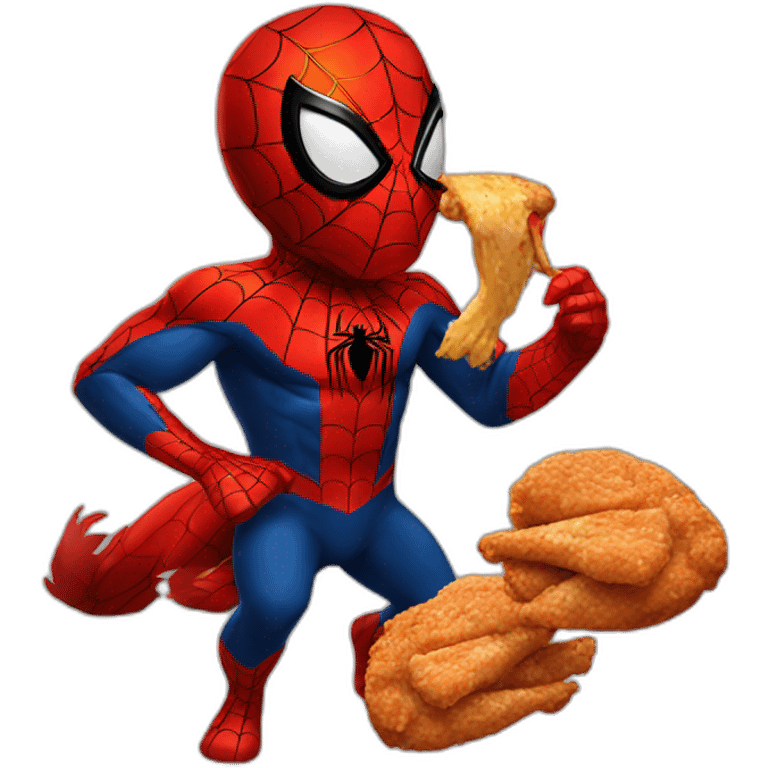 Spiderman eating chicken  emoji