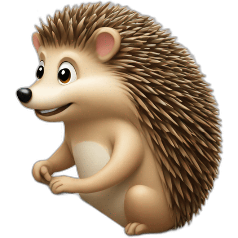 Hedgehog hard at work at the computer. emoji