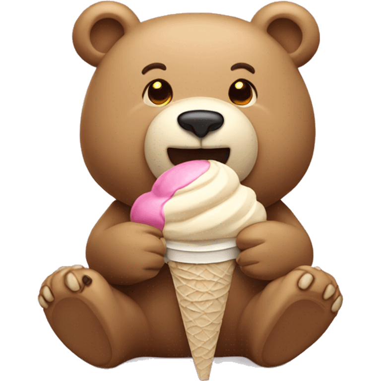 Beige bear eating ice cream emoji