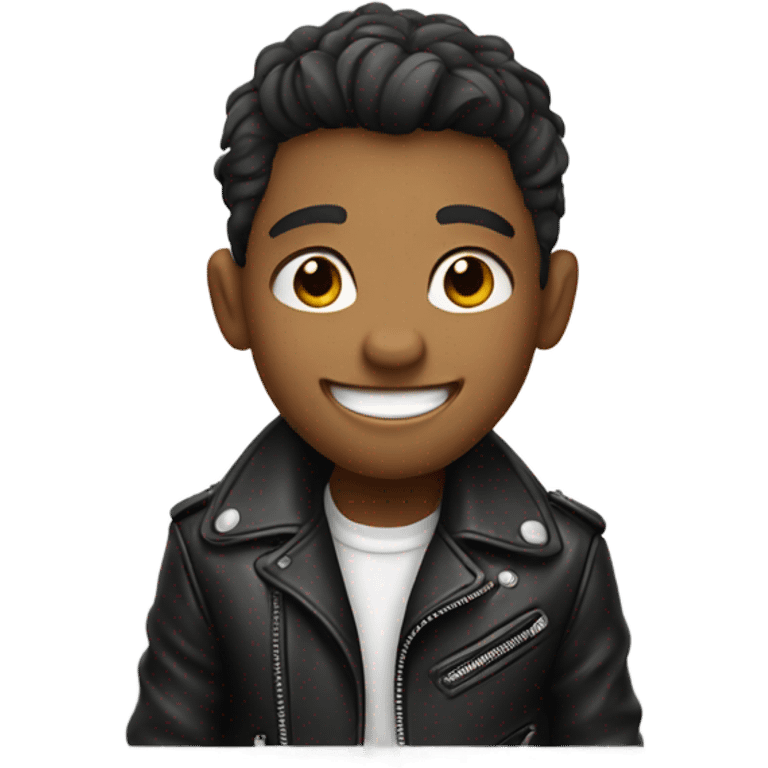 grinning boy in leather jacket emoji