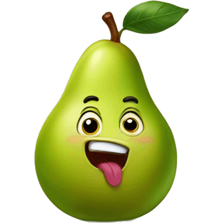 pear with big tongue out emoji