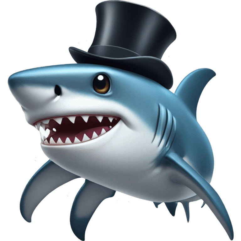 Shark with a top hat emoji