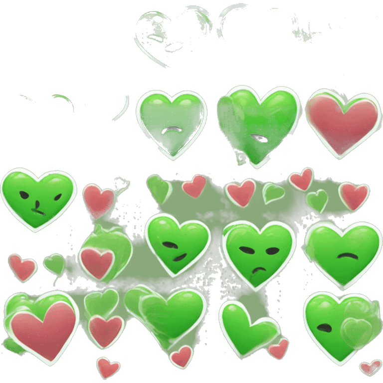 corazones en distintos tonos de verde emoji