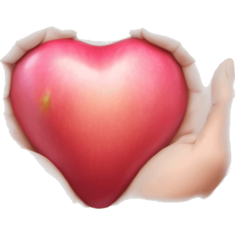 The Apple heart made with hands emoji but the interior of the hands hearts is filled with a light pink  emoji