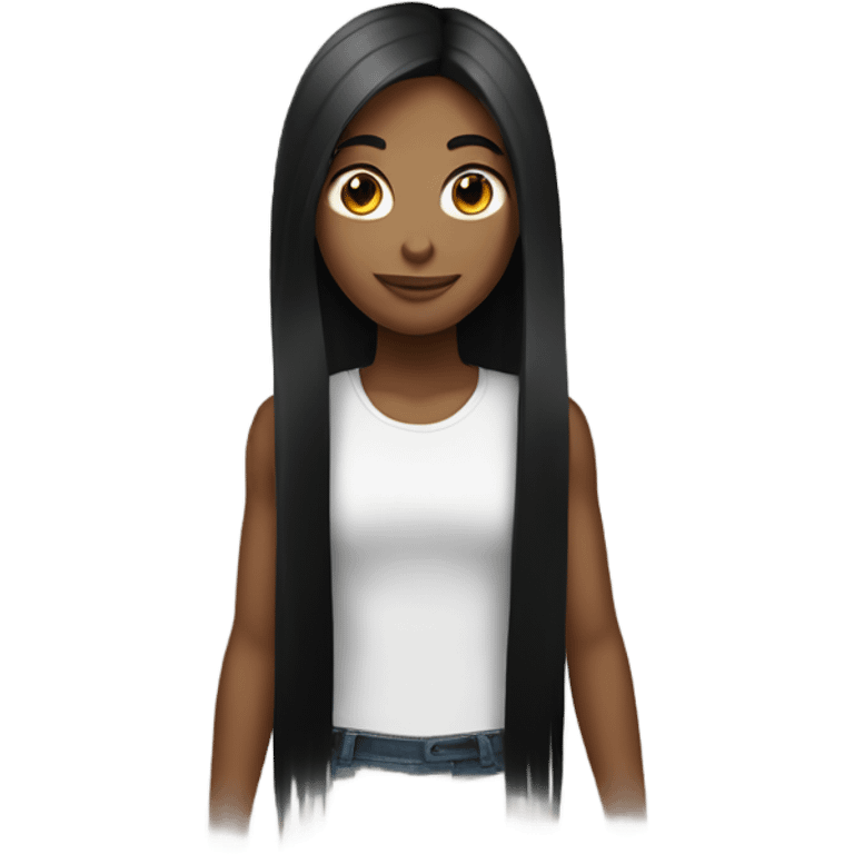 A girl with black straight and long hair  emoji