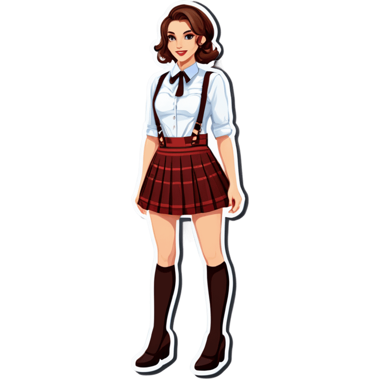 Realistic woman wearing short skirt suspenders emoji