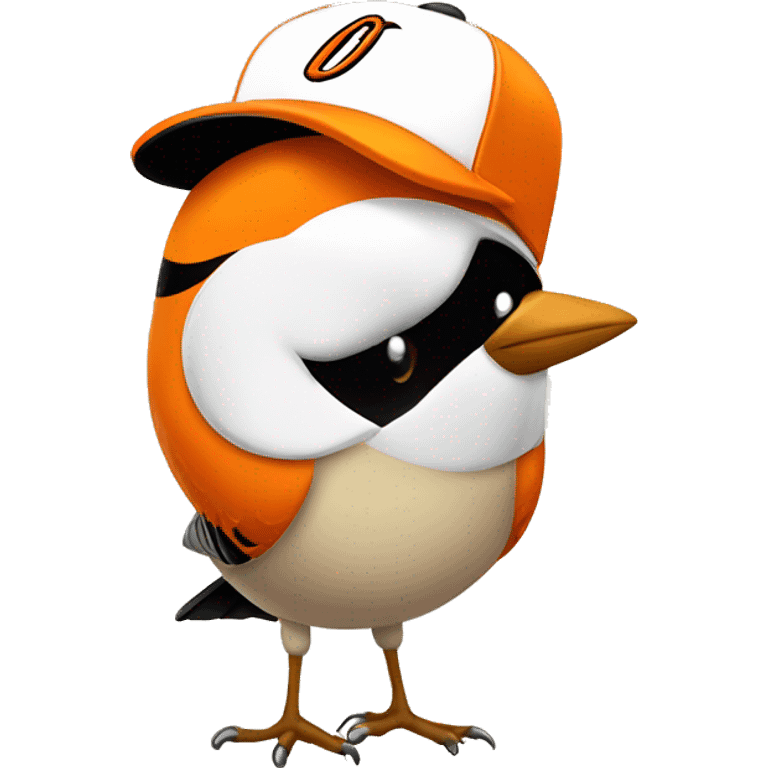 Orioles bird wearing Orioles baseball hat kawaii emoji