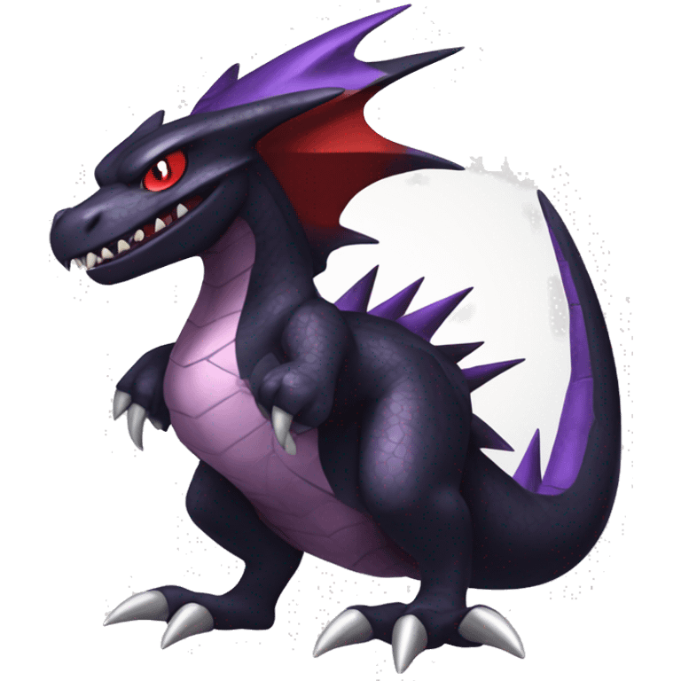 Black Cool Edgy Nargacuga-Garchomp-Noivern Fakémon  with White and Red and purple and black Edgy markings emoji